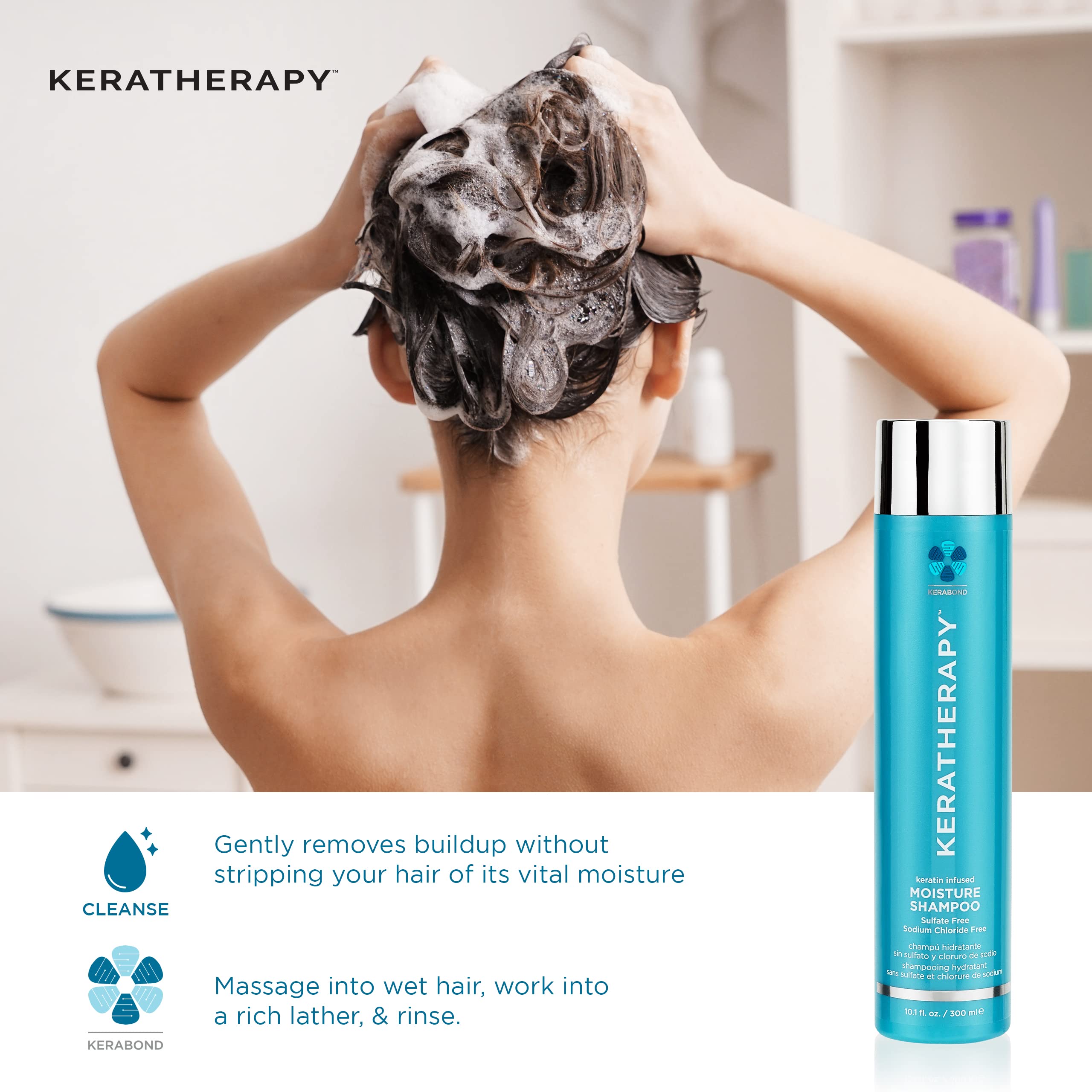 KERATHERAPY Keratin Infused Moisture Shampoo, Clear, 33.8 Fl Oz