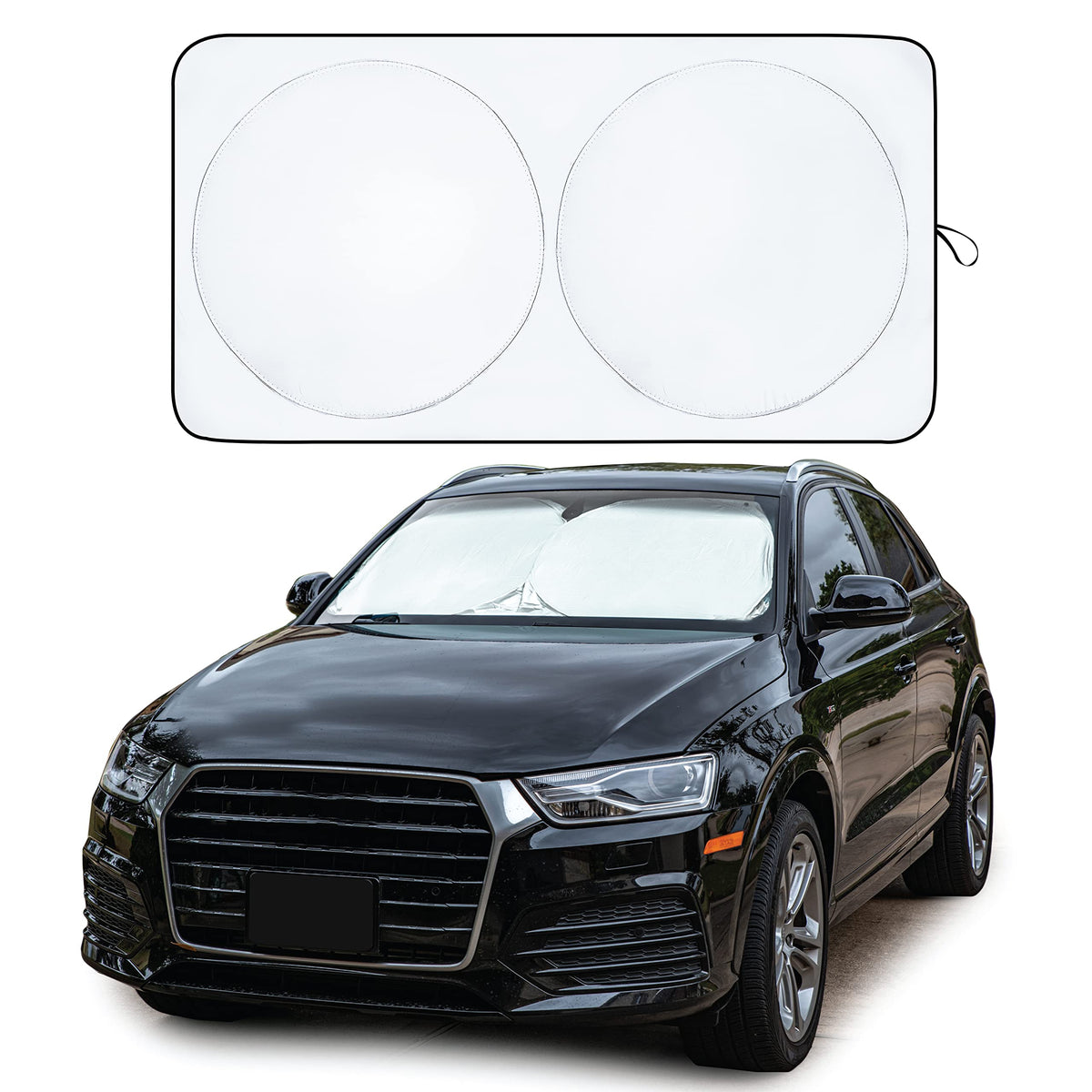 SHOWAY Car Windshield Sun Shade - Blocks UV Rays Sun Visor Protector, Sunshade To Keep Your Vehicle Cool And Damage Free,Easy To Use, Fits Windshields of Various Sizes (Classic 59 x 27.55 inches)