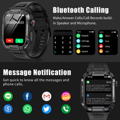 Military Smart Watch for Men (Answer/Dial Calls), 1.85" Touch Screen Tactical Smartwatch for Android Phones iPhone, IP68 Waterproof Outdoor Sports Fitness Tracker with Heart Rate/SpO2/Sleep/AI Voice