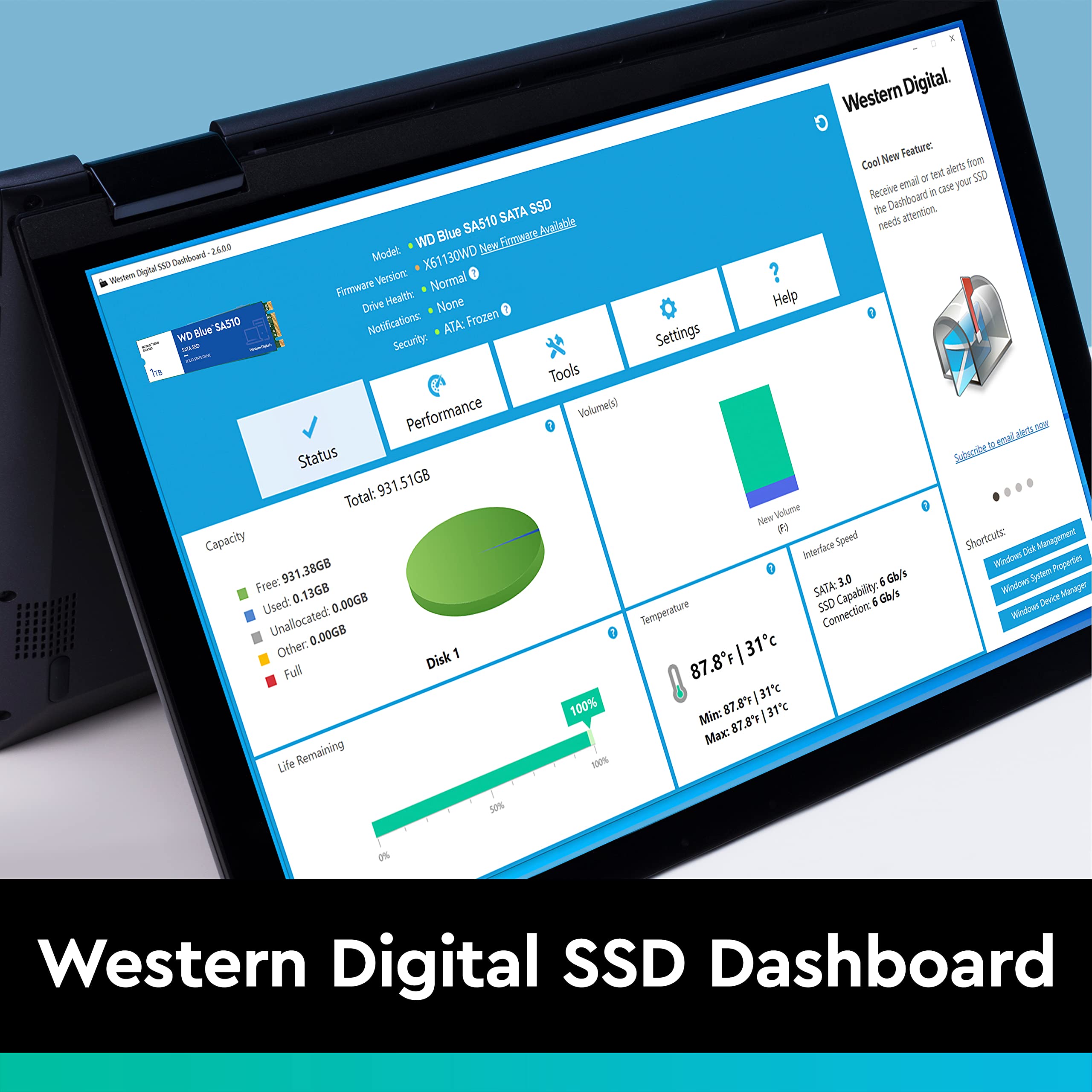 Western Digital 2TB WD Blue SA510 SATA Internal Solid State Drive SSD - SATA III 6 Gb/s, 2.5"/7mm, Up to 560 MB/s - WDS200T3B0A