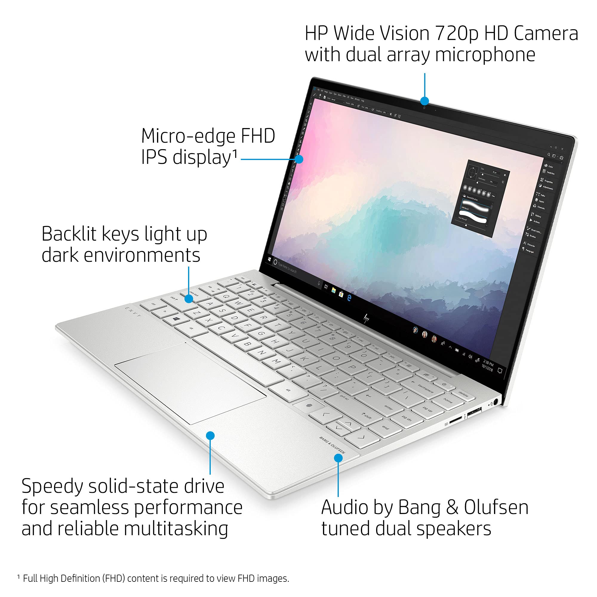 HP 2021 Newest Envy Laptop, 13.3" FHD Non-Touch 400nits Display, 11th Gen Intel Core i5-1135G7 Quad-Core Processor, 8GB RAM, 256GB PCIe NVMe SSD, Wi-Fi, Webcam, Windows 10 Home, Silver
