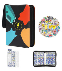 Smart Buy 9-Pockets Trading Card Binder with Sleeves and Bonus Stickers,Card Binder Collect Holder Case,900 Pockets Zipper Binder Case Album for Boys and Girls