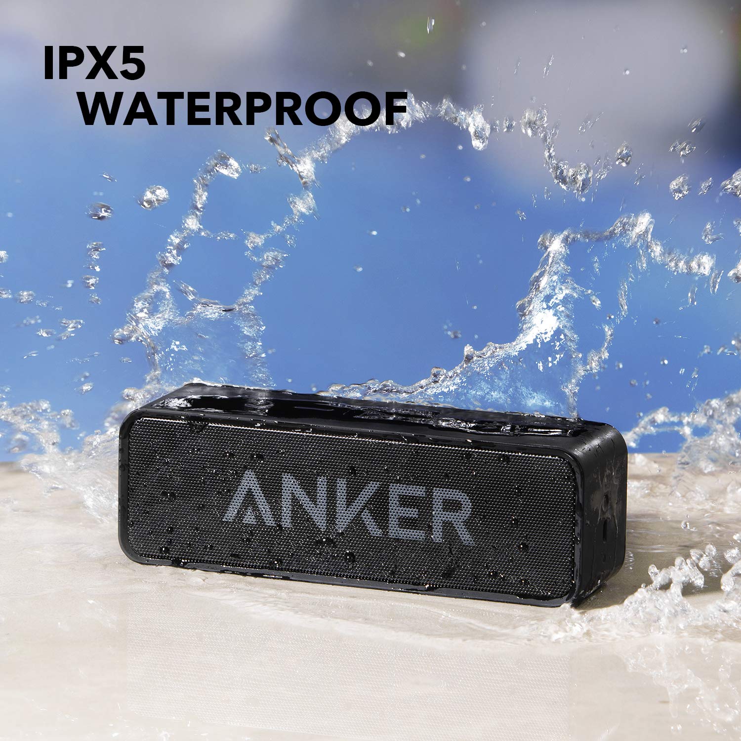 Upgraded, Anker Soundcore Bluetooth Speaker with IPX5 Waterproof, Stereo Sound, 24H Playtime, Portable Wireless Speaker for iPhone, Samsung and More