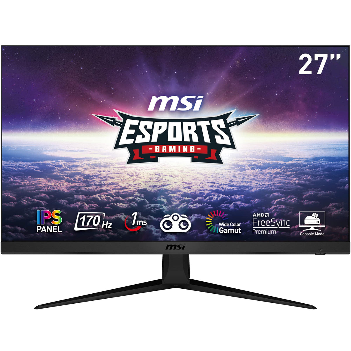 MSI G2722 27 Inch FHD Gaming Monitor - 1920 x 1080 IPS Panel, 170 Hz / 1ms, 101.91% sRGB Colour Gamut/FreeSync Premium- DP 1.2a, HDMI1.4b CEC