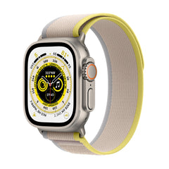 Apple Watch Ultra (GPS +Cellular, 49mm) Smart watch - Titanium Case with Yellow/Beige Trail Loop - M/L. Fitness Tracker, Precision GPS, Action Button, Extra-Long Battery Life, Brighter Retina Display