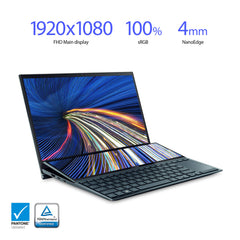 ASUS ZenBook Duo 14 UX482 14” FHD Touch Display, Intel Evo Platform, Core i5-1155G7, 8GB RAM, 512GB PCIe SSD, ScreenPad Plus, Windows 10 Home, Wifi 6E, Celestial Blue, UX482EAR-EB51T